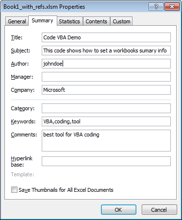 Dialog Summary Properties