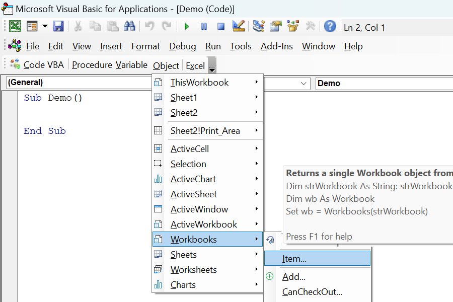 Select workbook