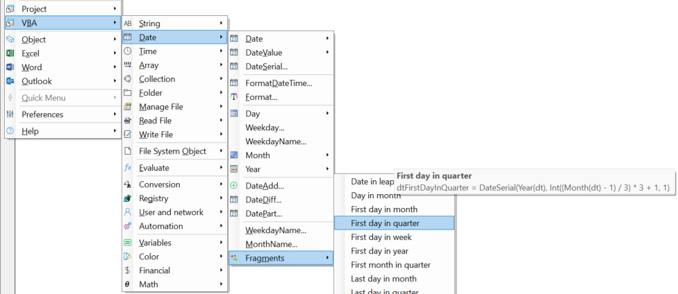 menu vba date code fragment