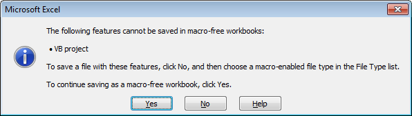cannot save in macro-free workbooks