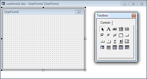 new User Form in the VBA Editor