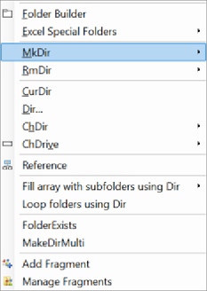 snippets appear as part of main menu