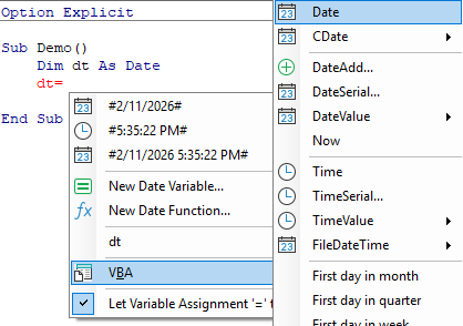 variable assignment date