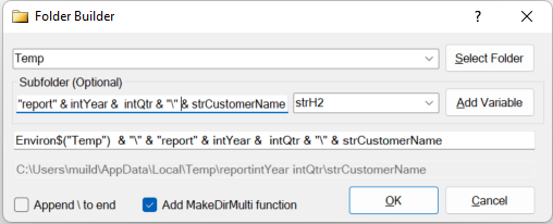 Select root folder