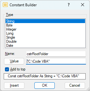 Constant Builder started in module header