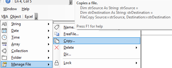 insert procedure vba file copy