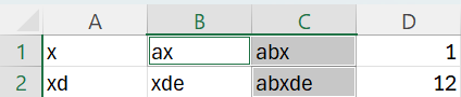 basic data to test which cells match the criteria