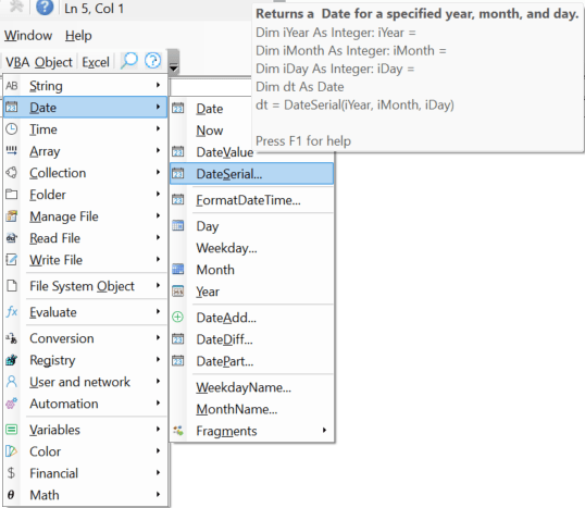 Date Functions In VBA