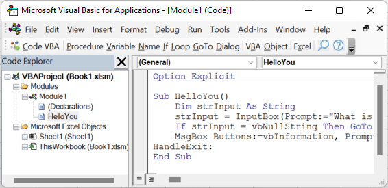 VBA Editor VBE