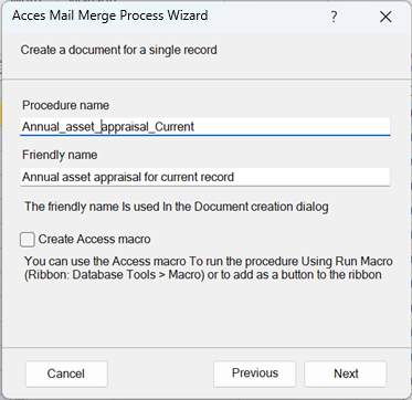 name the procedure that implements the mail merge process