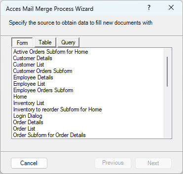 Select the document data source